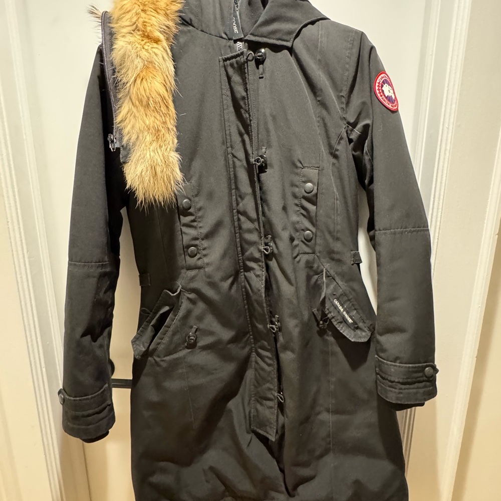 Women's Black Canada Goose Coat with Fur Trim